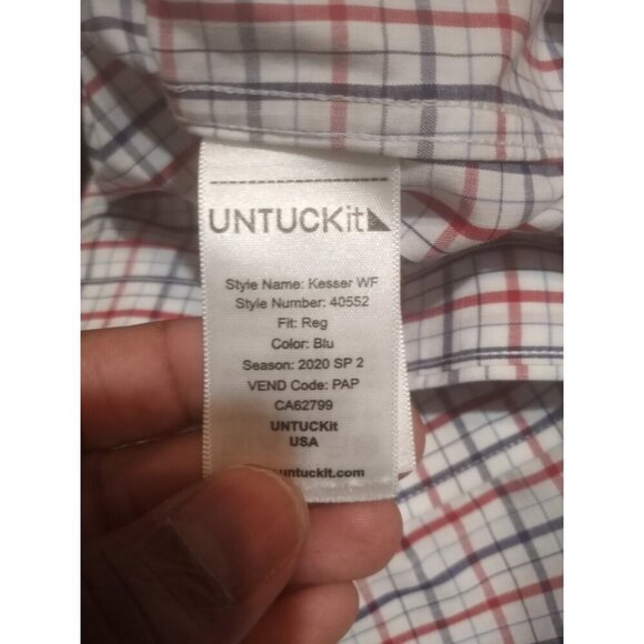 UNTUCKit Kesser WF Wrinkle-Free Plaid Button Down Shirt Men's Medium M White - Picture 8 of 10